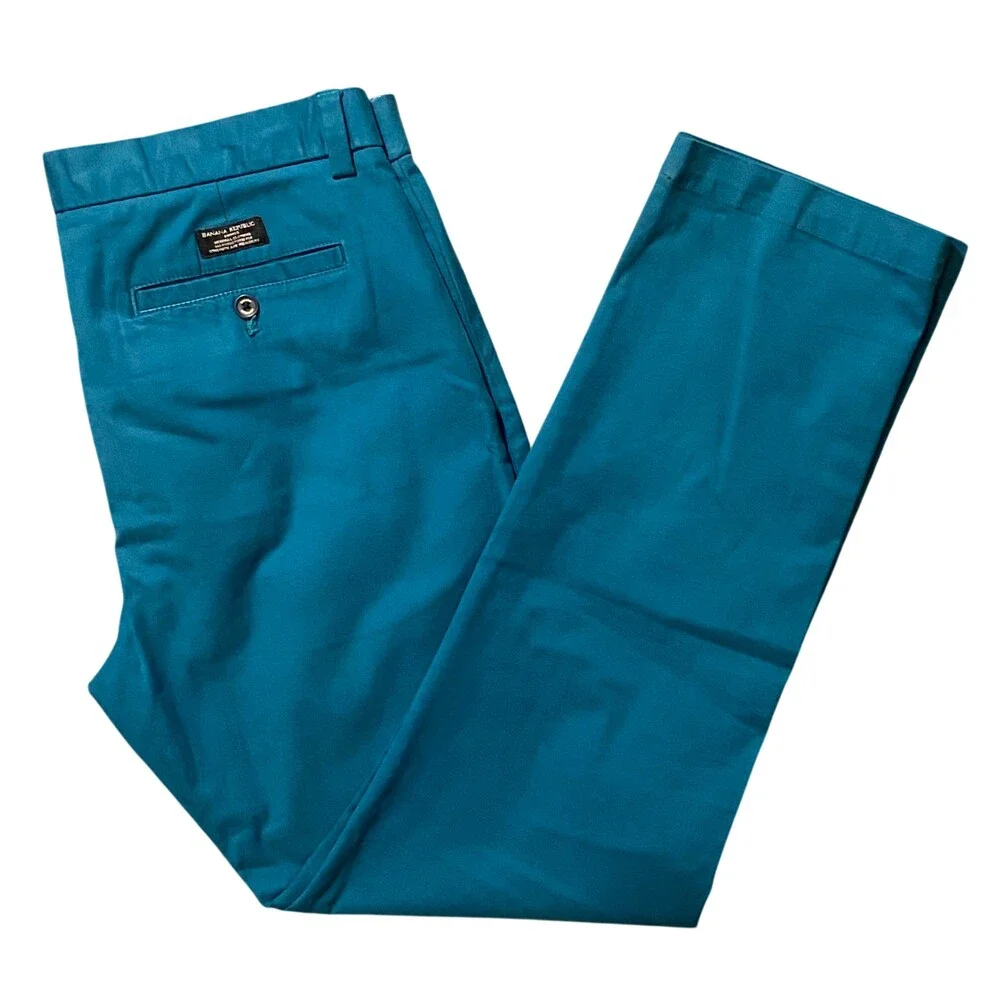 Banana Republic Pants Mens 35x32 Fulton Skinny Chino Stretch Baltic Blue
